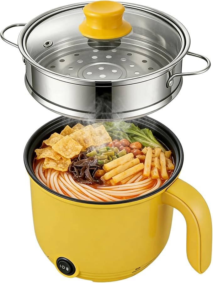 Yellow Lucky Duck Elektrische multicooker / hot pot 1,8 L met stoommand, geel — foto 1 van 3